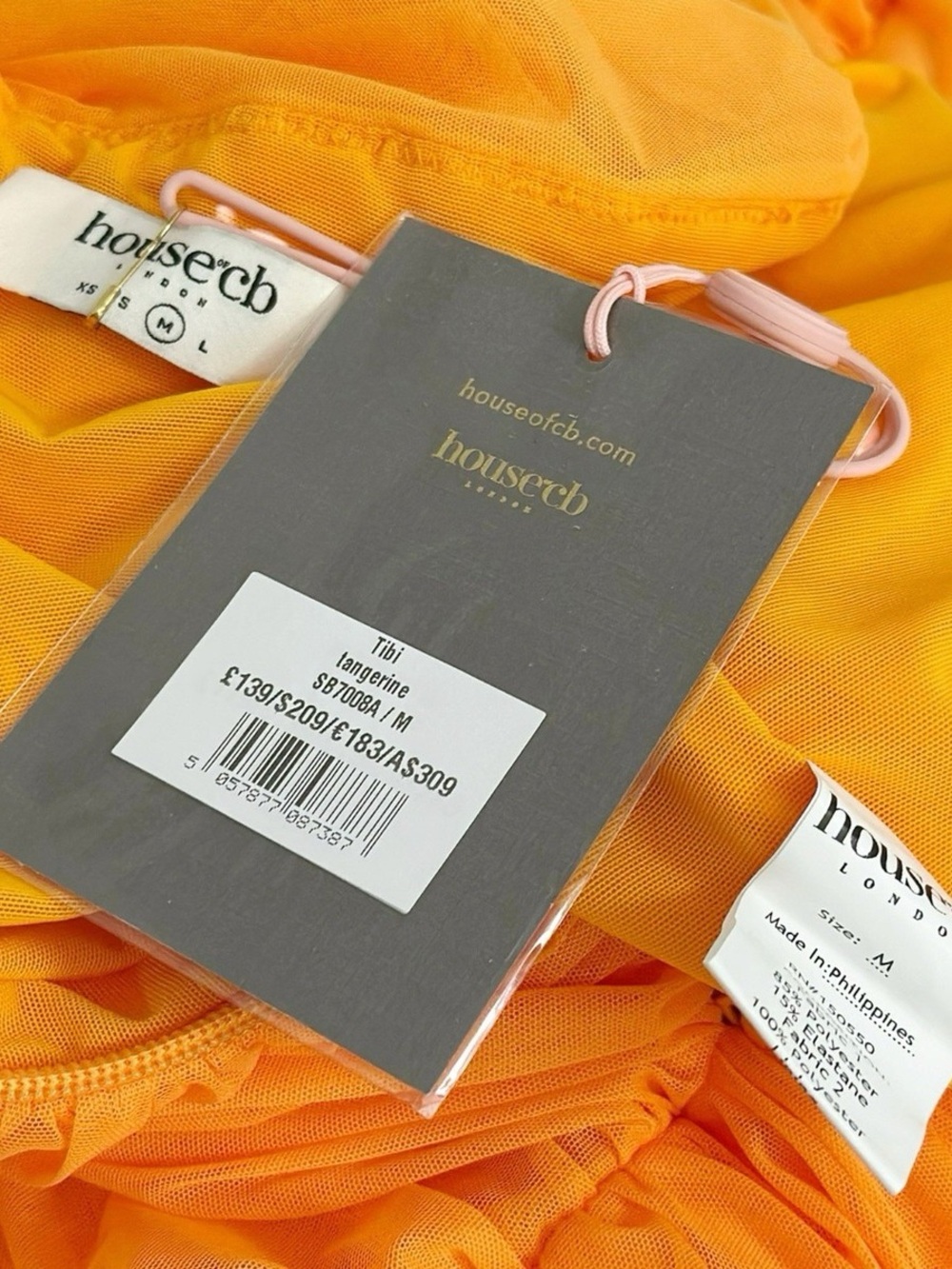 HOUSE OF CB Tibi Cutout Ruched Midi Dress, Tangerine, Medium - Picture 9 of 9
